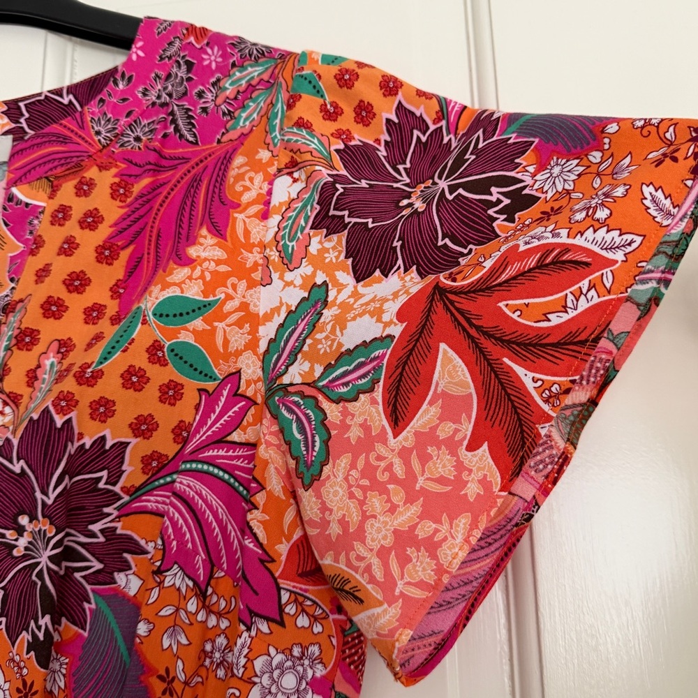 Loft Floral Patchwork Flutter Short Sleeve Dress … - image 6